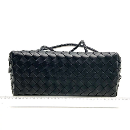 Bottega Veneta Andiamo Medium Black Intrecciato Leather Handbag