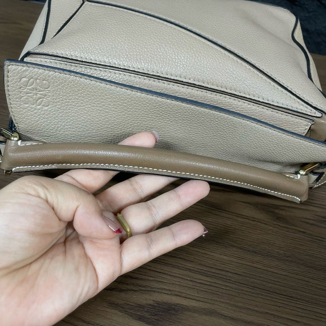 Loewe Puzzle Small Sand Beige Brown Strap Crossbody Bag