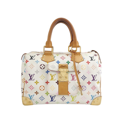 Louis Vuitton x Takashi Murakami Speedy 30 Lock White Multicolor-Luxbags
