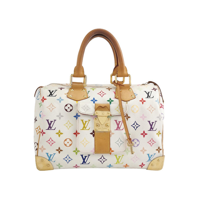 Louis Vuitton x Takashi Murakami Speedy 30 Lock White Multicolor-Luxbags