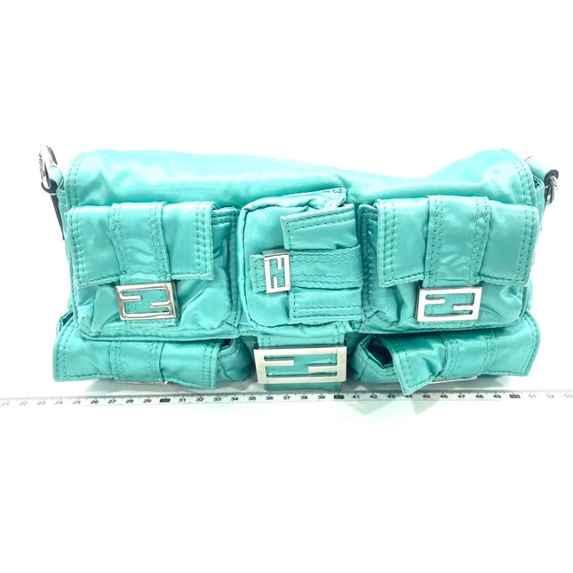 Fendi Baguette Cargo Multipocket Tiffany Blue Nylon 3-way Bag-Luxbags