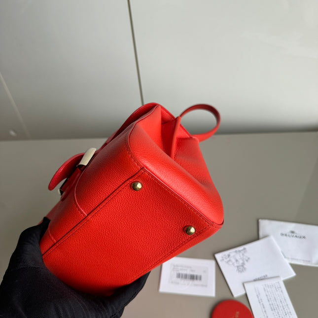 Sold Delvaux Brilliant Mini Bright Red Calfskin Leather Crossbody Bag
