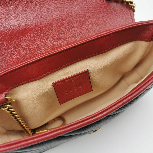 Sold Gucci Marmont Super Mini Flap Leather Bag Black Leather