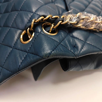 Chanel Classic Flap Medium Navy Lambskin Leather Gold Hardware 2017
