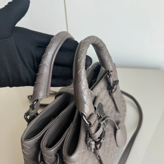 Bottega Veneta Roma Handbag Bag Intrecciato Nappa Leather Grey Mini 25cm