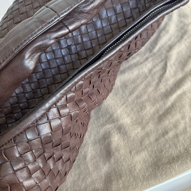 Sold Bottega Veneta Belly Hobo Intreccio Lambskin Leather Dark Chocolate Brown Large 50cm