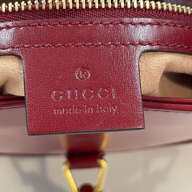 Gucci Jackie 1961 Small Burgundy Red Leather Bag with Adjustable Strap