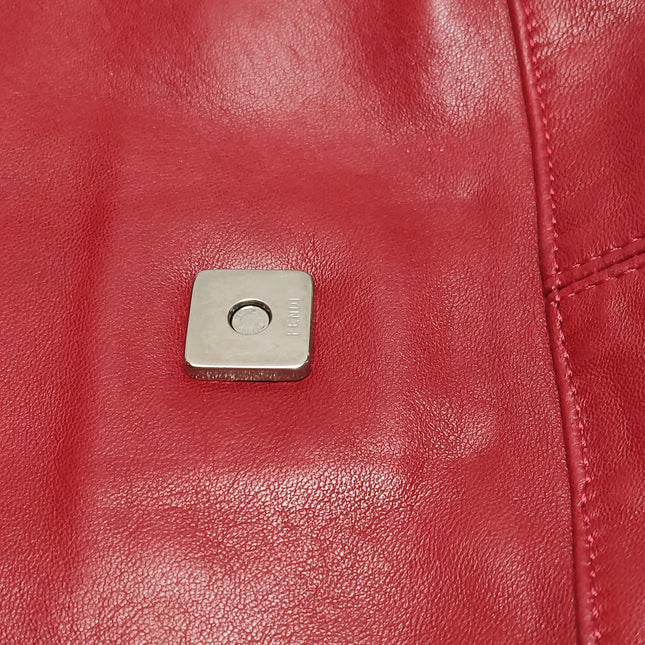 Fendi Mamma Baguette Red Lambskin Leather Silver Hardware