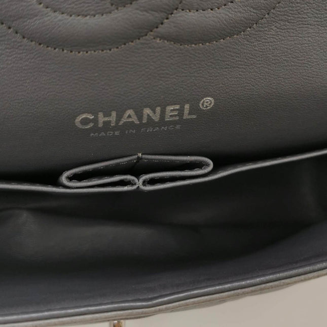 Sold Chanel Classic Flap 2005 Grey Lambskin Leather with Silver Hardware