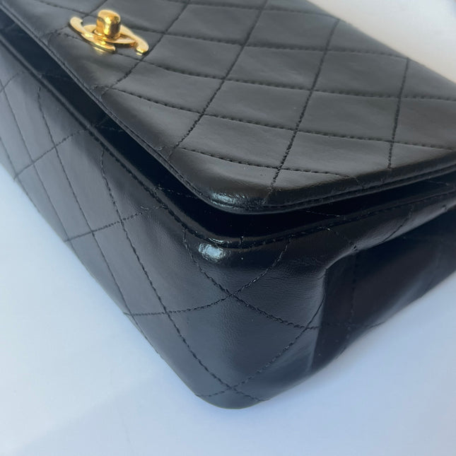 Chanel Classic Flap Mini Vintage 1989-1991 Black Lambskin Leather with 24k Gold Hardware