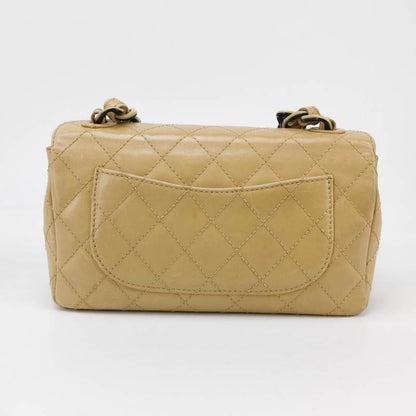 Chanel Classic Flap Vintage Mini Beige Calfskin Bi-color Acrylic Strap Crossbody Bag, 2000-2002