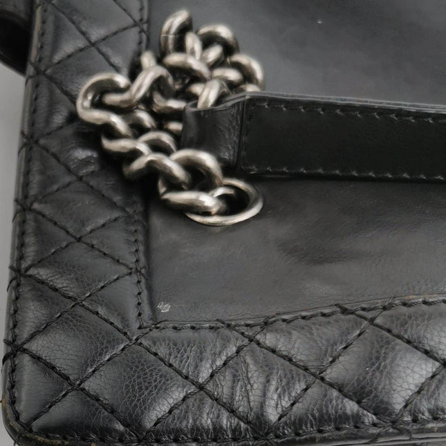 Sold Chanel Boy Reverso Shopping Tote Calfskin Leather Black