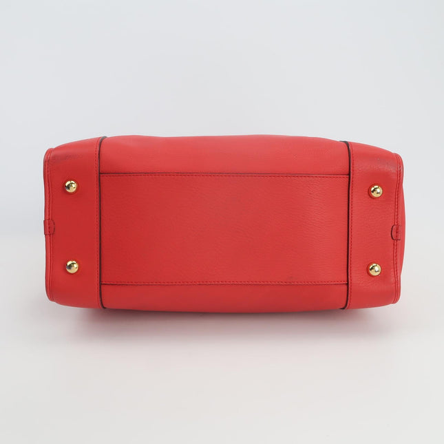 Loewe Amazona 36 Medium Red Leather Snail Lock Gold-tone Hardware