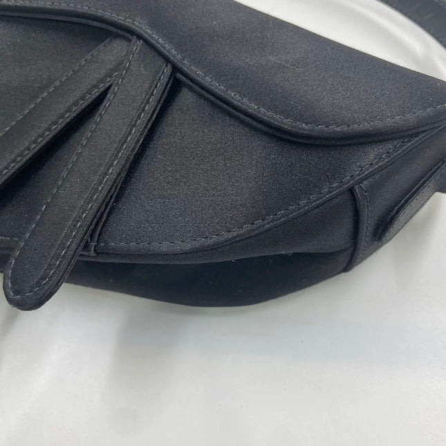 Dior Saddle Mini Silk Handbag Black with crystals