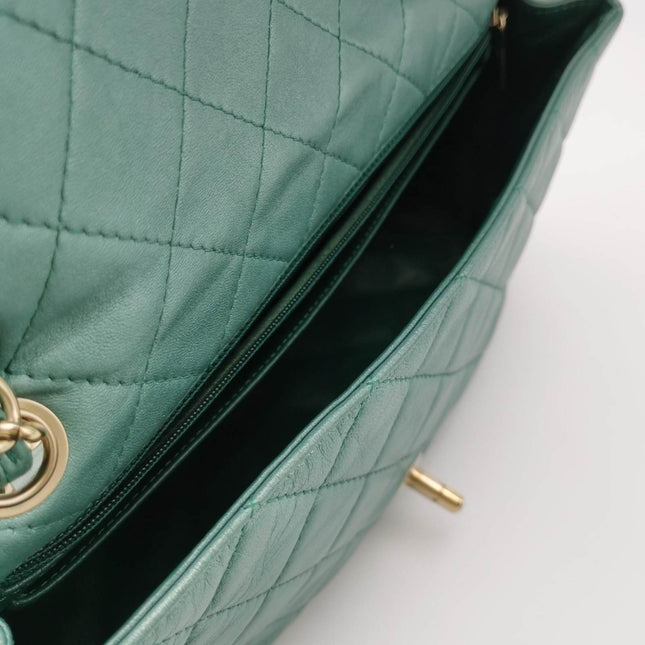 Chanel Classic Flap 2011 Large Teal Green Gem CC Turn lock