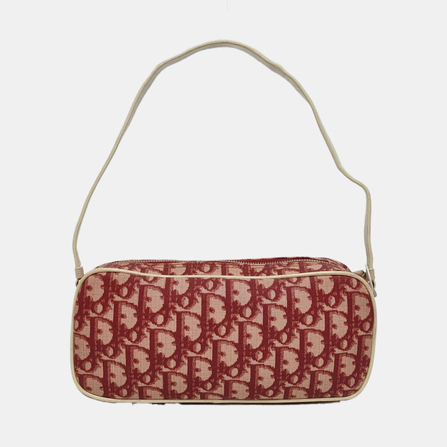 Dior No. 1 Trotter Pochette Clutch Red Oblique Canvas White Patent Leather