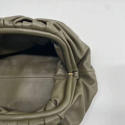 Bottega Veneta Pouch Calfskin Leather Dark Green Large