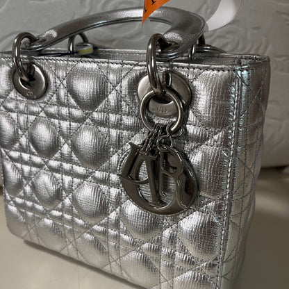 SOLD Lady Dior Small My Abcdior Cannage Leather Silver