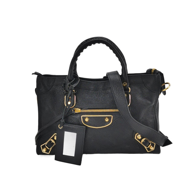 Balenciaga City Bag Black with Gold hardware Small Crossbody Bag-Luxbags