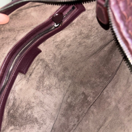 Bottega Veneta Veneta Hobo Burgundy Wine Intreciatto Leather Bag Large 48cm