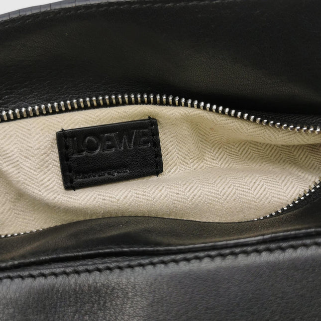 Loewe Puzzle Small Black Smooth Leather White Logo With Metal Feet 2016