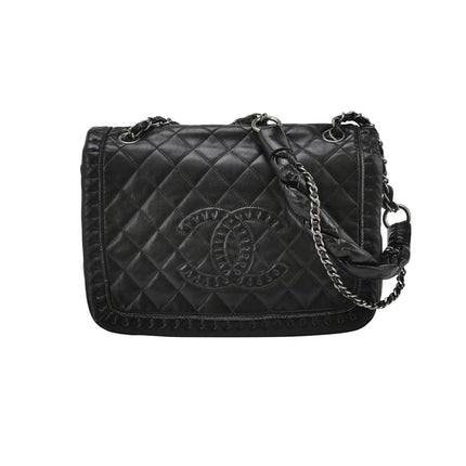 Chanel Istanbul Flap Bag 2011 Medium Leather and Knot Chain Redyed Black