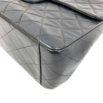 Chanel 1996 Vintage Classic Maxi Flap Black Lambskin Leather Giant CC 24 Gold Hardware