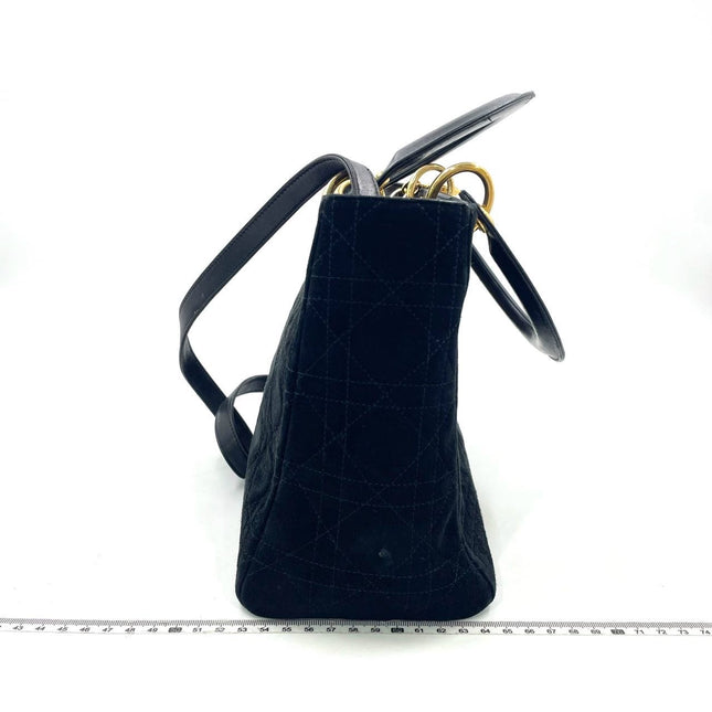 Lady Dior Vintage Medium Black Suede Leather Gold Hardware 1997