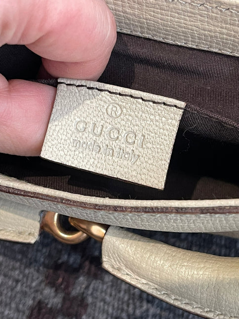 Gucci Horsebit 1955 Small White Leather Shoulder Bag