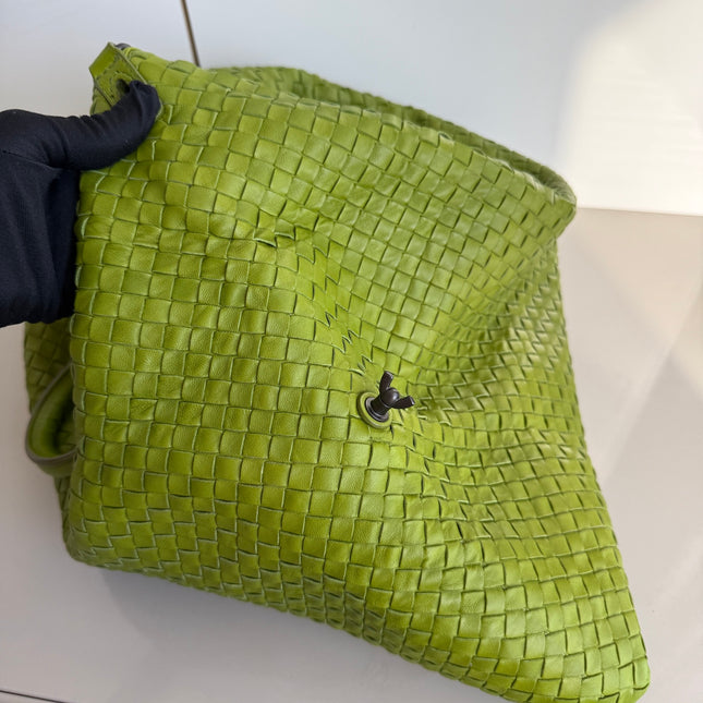 Bottega Veneta Maxi Convertible Tote Bag Hobo Green Leather Two-way Carry 52cm