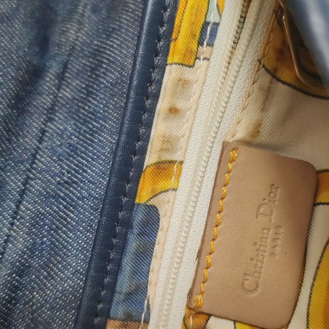 Dior Saddle Vintage Navy Denim with Silk Lining and Leather Trim
