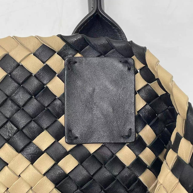 Bottega Veneta Cabat Tote Intrecciato Black and Beige Leather