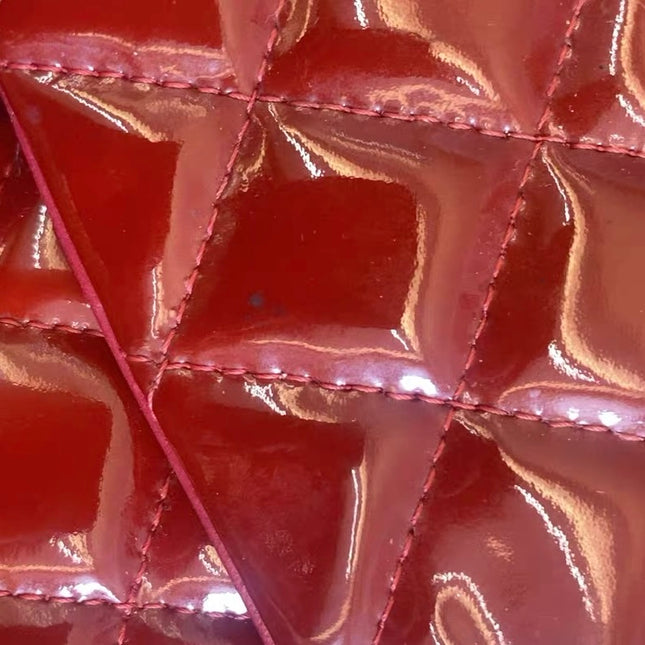 Chanel Classic Flap Medium 2011 Red Patent Leather Silver Hardware