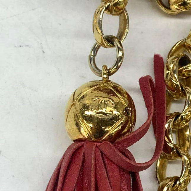 Chanel Vintage Camera Bag Red Lambskin Leather Gold Bajou Chain