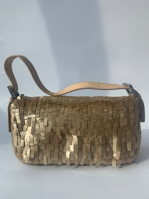 Sold Fendi Baguette in Gold sequins and python leather