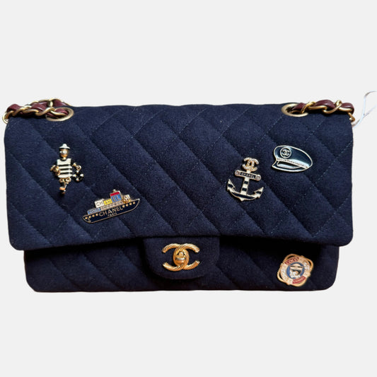 Chanel Medium Classic Double Flap Bag Métiers d'Art Paris-Hamburg 2018 Wool Nautical Charms-Luxbags