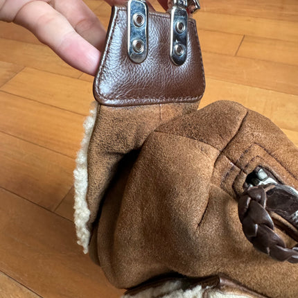 Dior Flight Medium Shoulder Bag Tan Brown Shearling