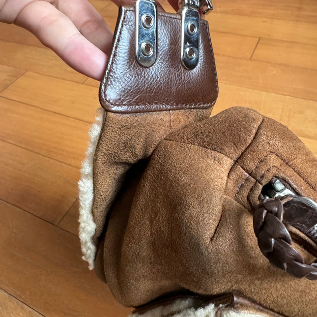 Dior Flight Medium Shoulder Bag Tan Brown Shearling