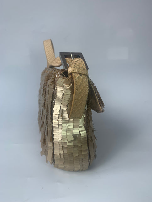 Sold Fendi Baguette in Gold sequins and python leather