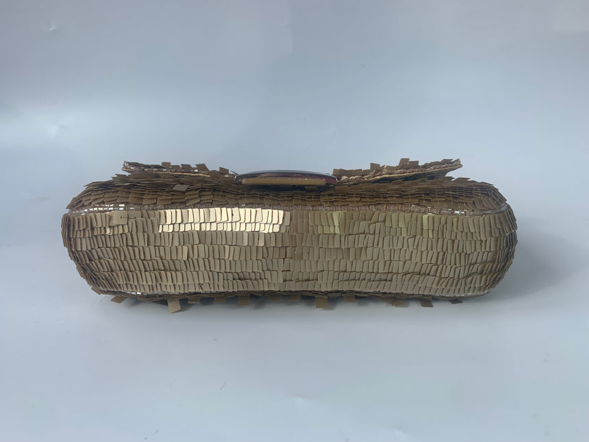 Sold Fendi Baguette in Gold sequins and python leather