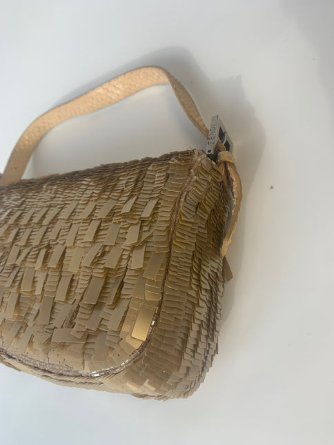 Sold Fendi Baguette in Gold sequins and python leather