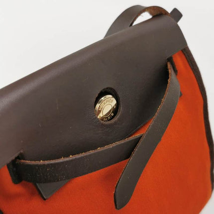 Hermes Herbag Mini Red and Orange Canvas Silver-tone Hardware Crossbody Bag