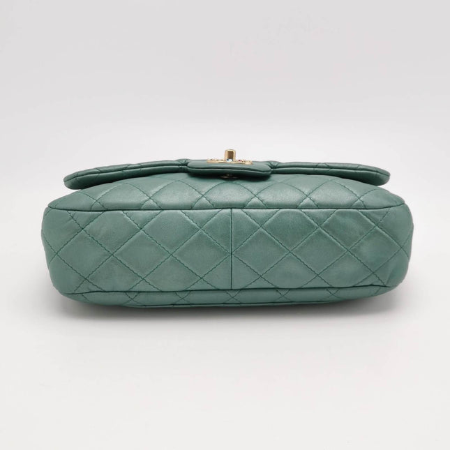 Chanel Classic Flap 2011 Large Teal Green Gem CC Turn lock