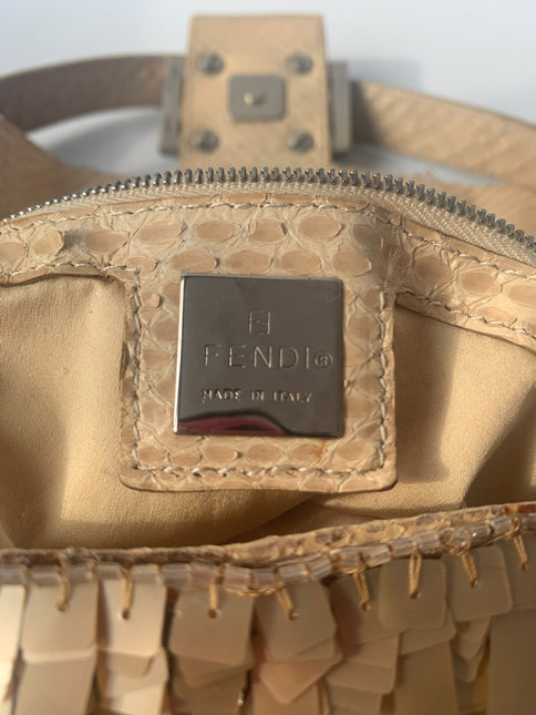 Sold Fendi Baguette in Gold sequins and python leather