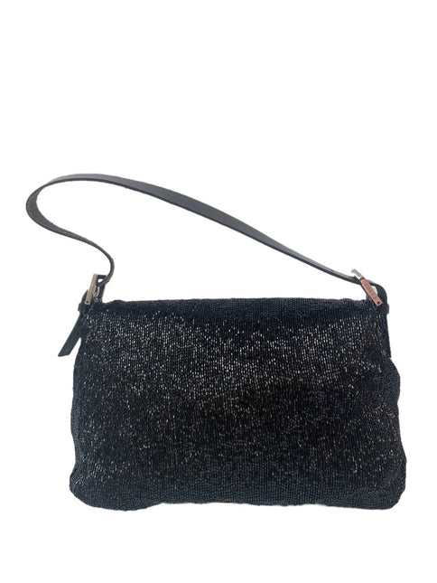 Sold Fendi Mamma Baguette Black Beaded Shoulder Bag