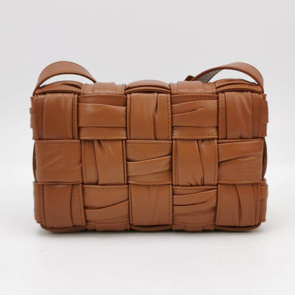 Bottega Veneta Brick Cassette Small Tan Brown Leather Crossbody Bag