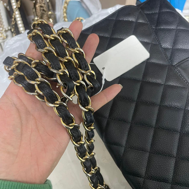 Chanel Classic Flap Jumbo 2009 Black Caviar Leather Single Flap Gold Hardware