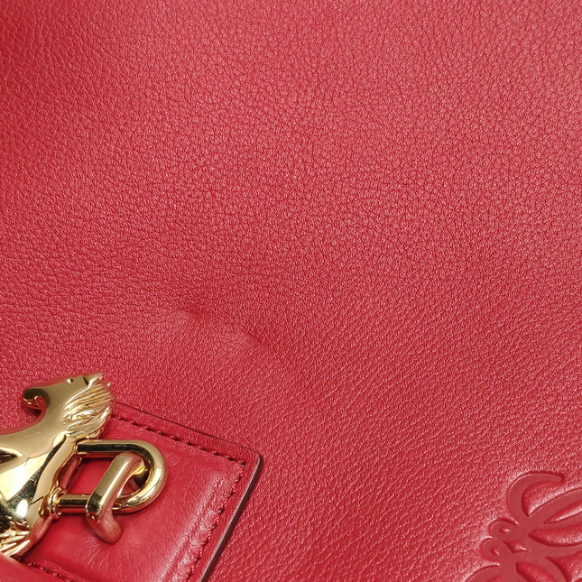 Loewe Amazona 36 Medium Red Leather Horse Lock Gold-tone Hardware