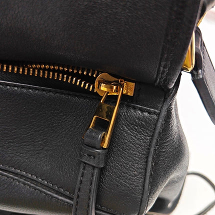 Loewe Puzzle Medium Cuir Lisse Noir Logo Blanc 2016