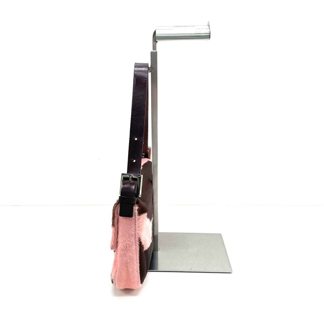 Fendi Baguette Pony-style Calfskin Leather Shoulder Bag in Pink Cow Print
